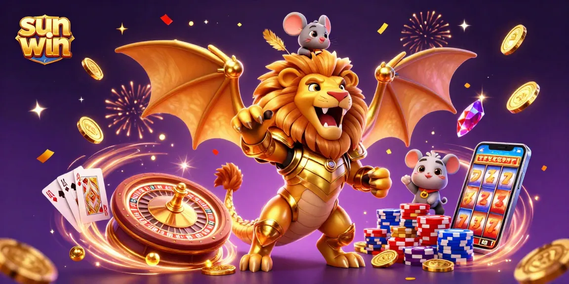 Engage with sun win at our exciting casino, featuring a triumphant chimera and dazzling gaming elements.
