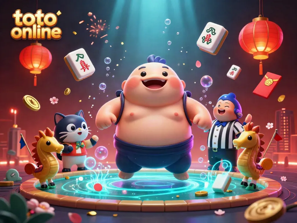 Engage in the thrilling world of toto online with vibrant casino elements and aquatic characters.