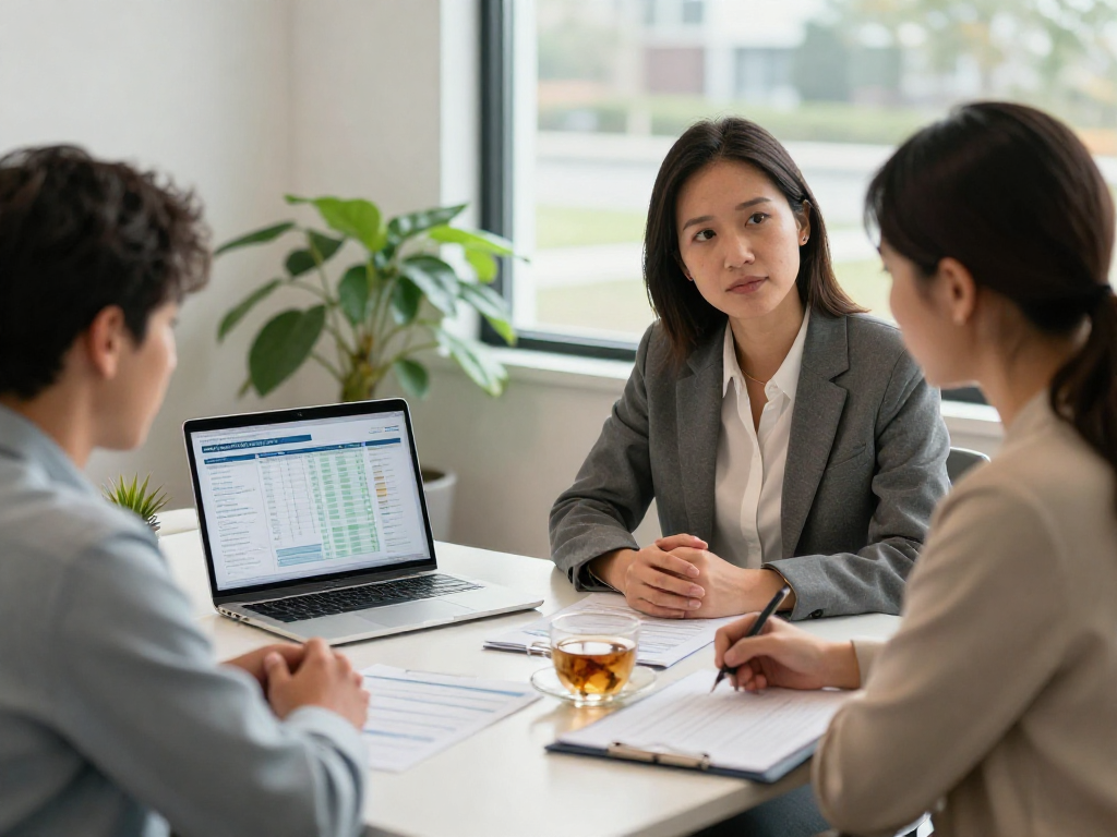 Counselor discussing credit relief Canada options with client in a calm office environment.